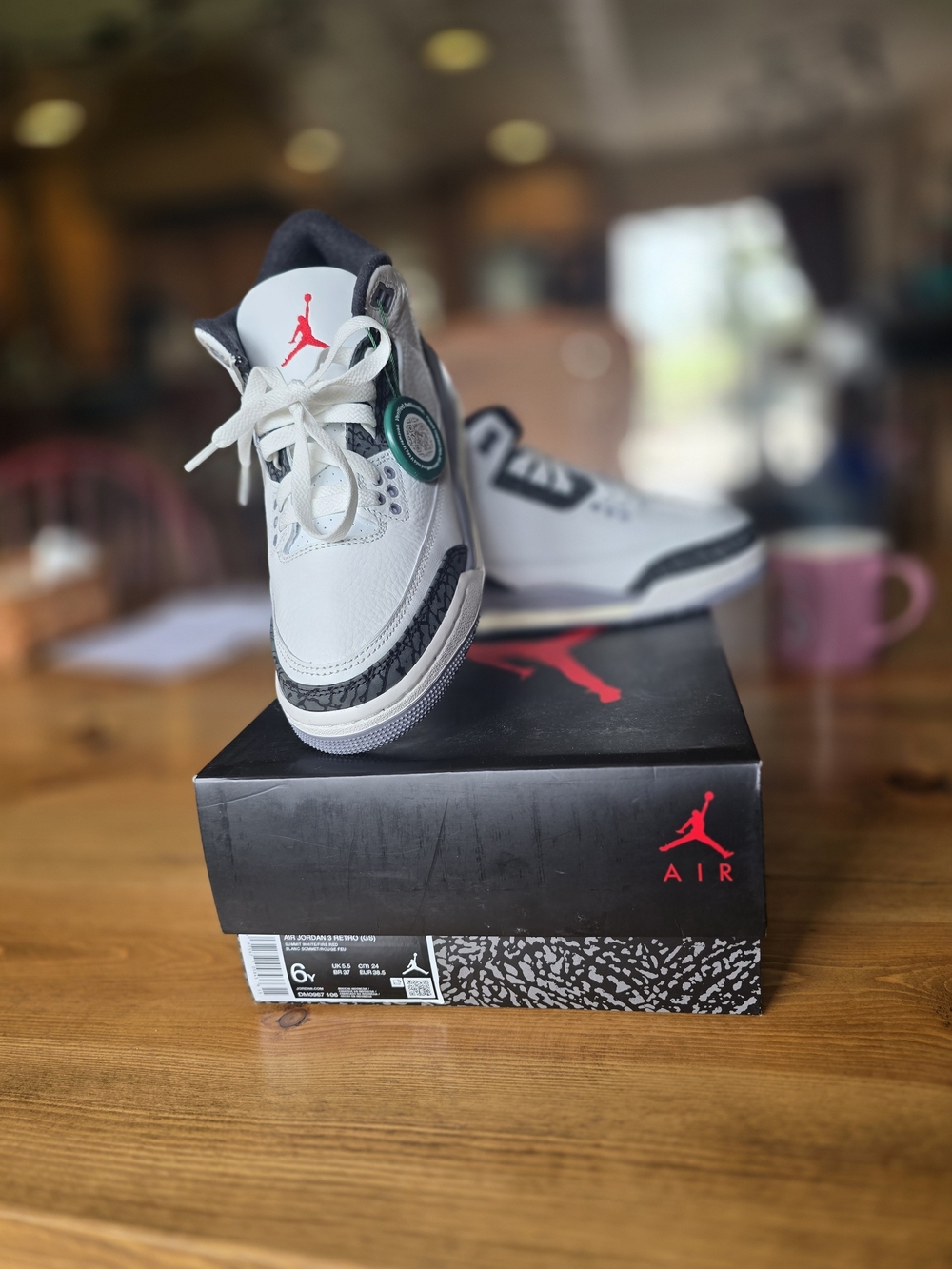 Air Jordan 3 Retro White Cement Sneakers - White/Black/Red